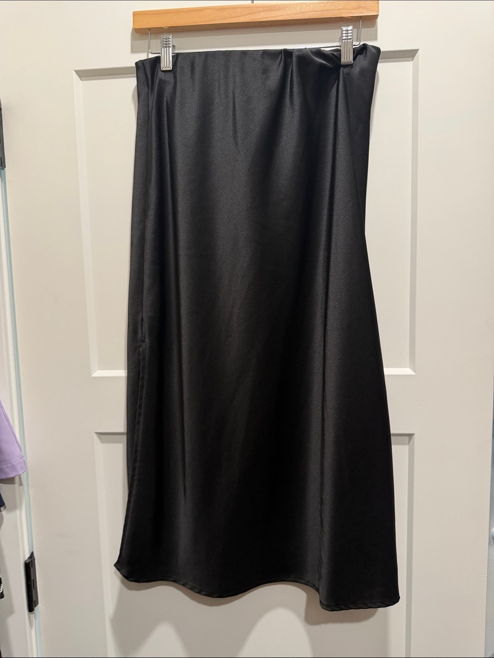 Black Satin Midi Skirt
